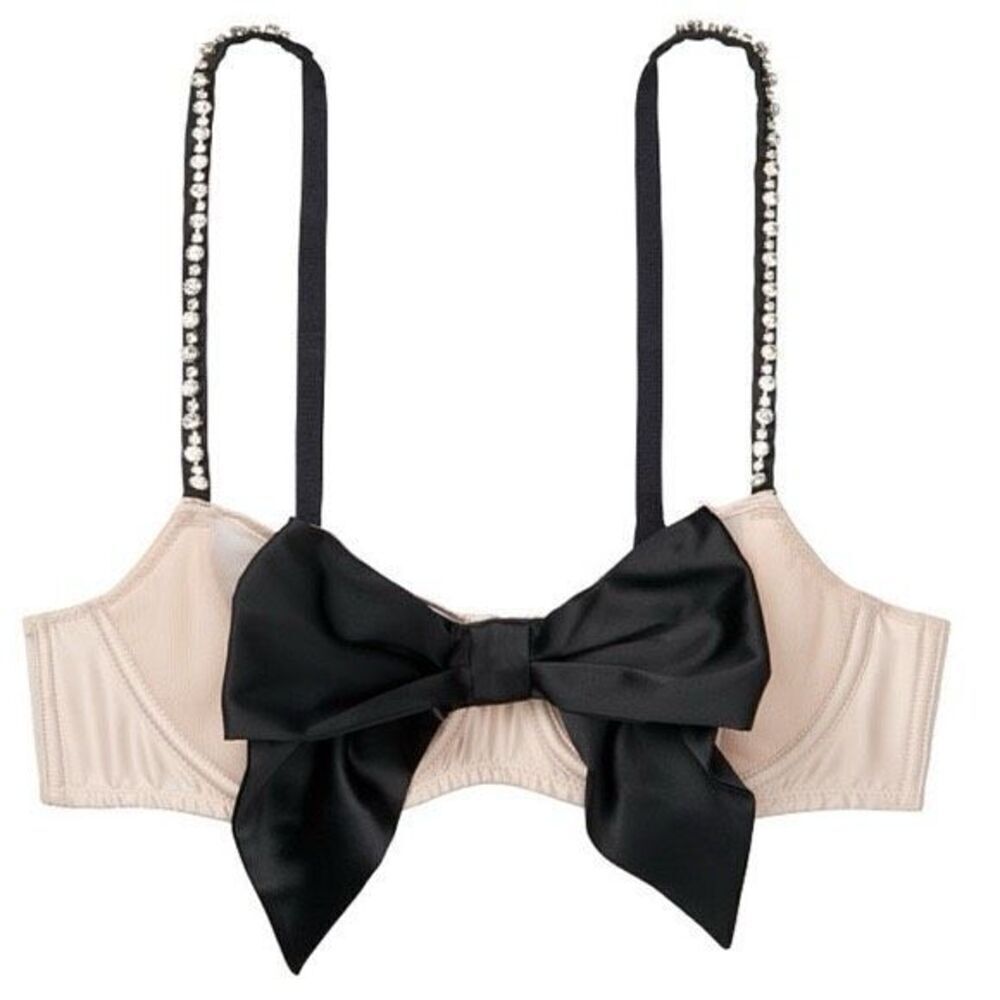 Victoria's Secret Dream Angels Pushup Bra Rhinestone Large Bow Gemstone Size 32D